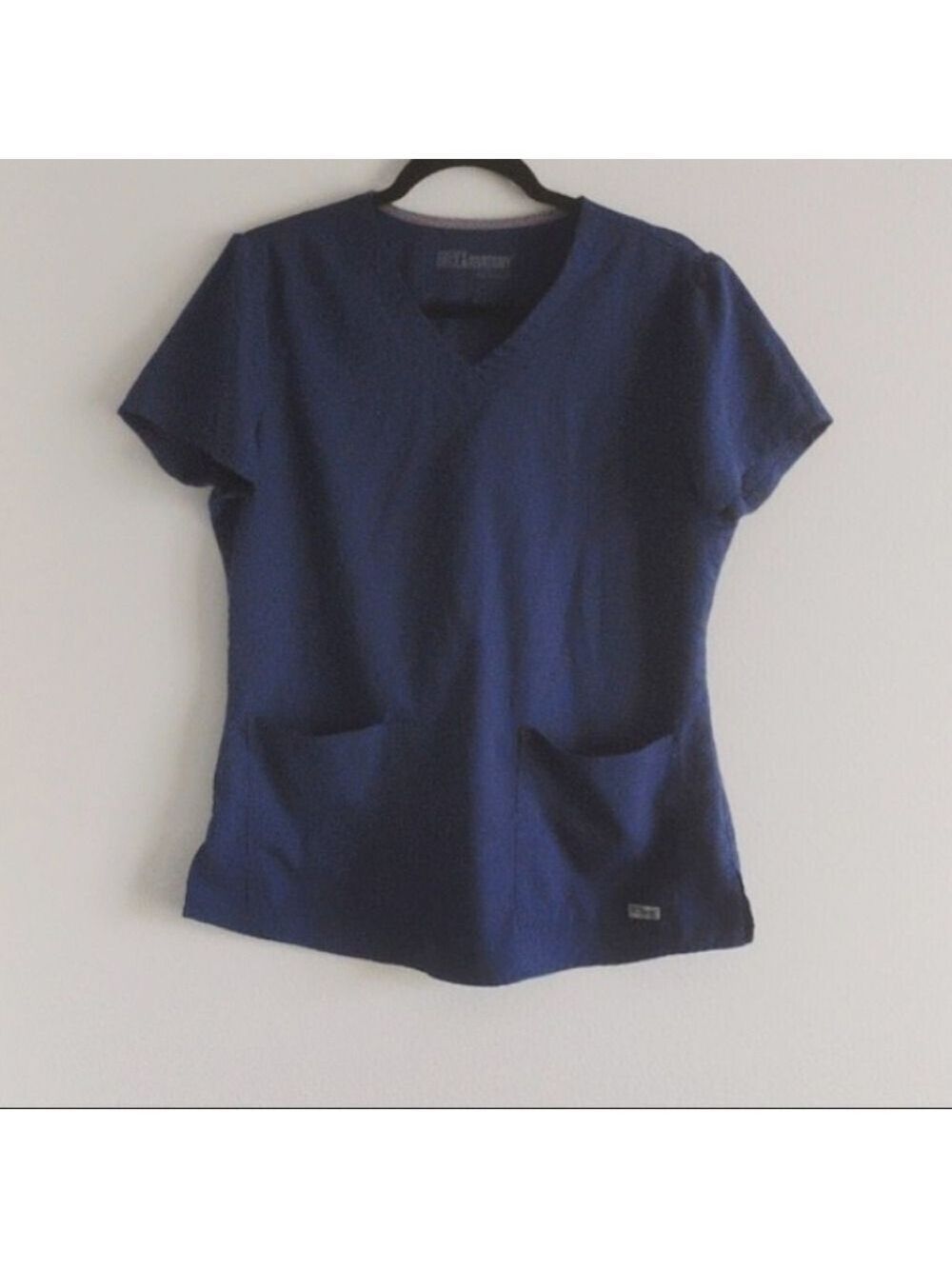 Greys Anatomy Scrubs Top Short Sleeve Deep Blue Medium - Picture 2 of 4